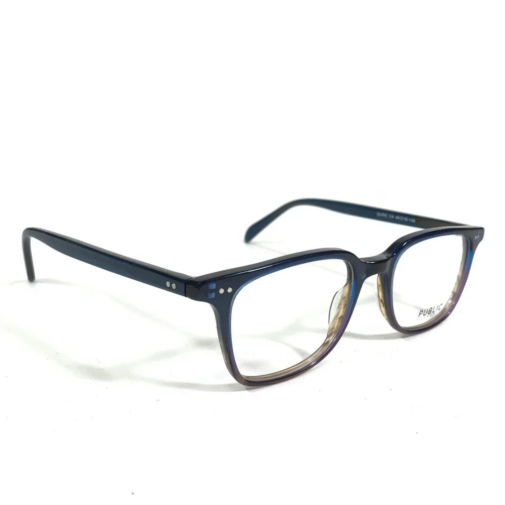 Public Eyeworks Eyeglasses Frames ULRIC C4 Brown Blue Square Horn Rim 49-19-148